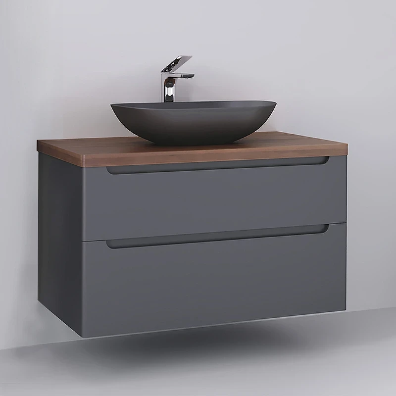 Тумба под раковину Jorno Wood 100 wood.01.100/P/GR подвесная Серая МДФ / ЛДСП