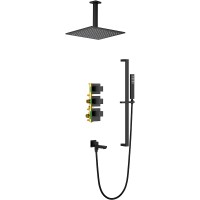 Душевая система Timo Selene SX-2239/03SM с термостатом Черный матовый латунь встраиваемый