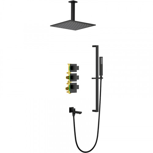 Душевая система Timo Selene SX-2239/03SM с термостатом Черный матовый латунь встраиваемый