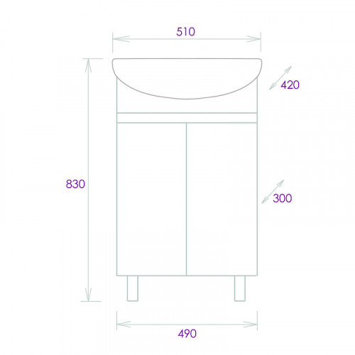 Тумба под раковину Onika Милтон 50 105036 цвет Белый