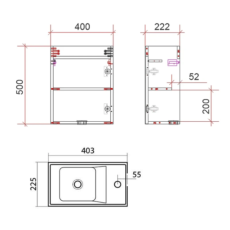 Тумба под раковину Art&Max Family-400-1D-SO-PE подвесная Бетон Экзотик МДФ / ЛДСП