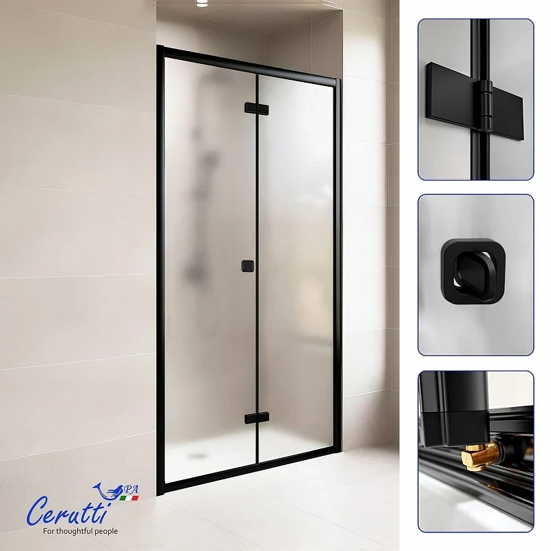 Душевая дверь Ceruttispa Белла (Bella) 90 BELLA D91BF 12011 профиль Черный матовый стекло матовое