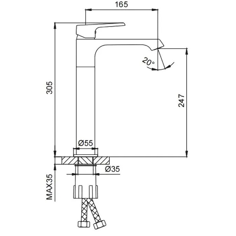 Смеситель для раковины Frap H71-6 F1071-26 Черный матовый латунь