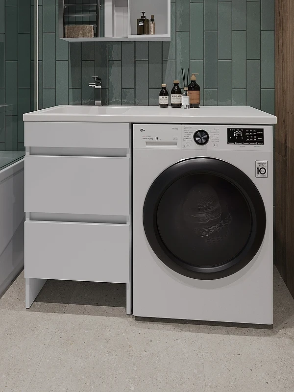 Тумба с раковиной Orange Sistema 110 L ST-110TUW+RAL Белая глянцевая МДФ / ЛДСП