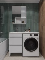 Тумба с раковиной Orange Sistema 110 L ST-110TUW+RAL Белая глянцевая МДФ / ЛДСП
