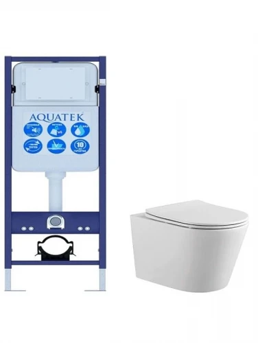 Комплект унитаза с инсталляцией Aquatek Set Aquatek Вега/17 цвет Белый с сиденьем Микролифт