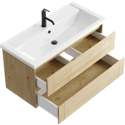 Тумба под раковину Aqwella Astrid 100 AST0110DD подвесная Дуб Давос МДФ / ЛДСП