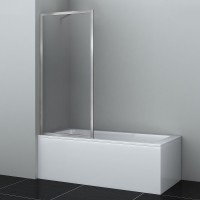 Шторка на ванну WasserKRAFT Abens 80 20W01-80 BN Fixed WasserSchutz профиль Никель стекло прозрачное