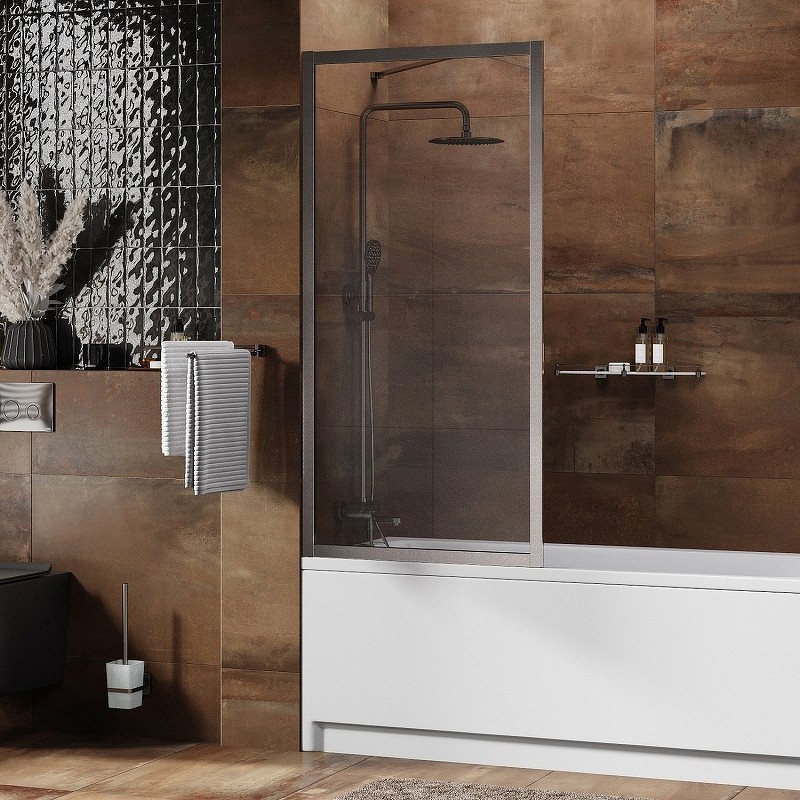 Шторка на ванну WasserKRAFT Abens 80 20W01-80 BN Fixed WasserSchutz профиль Никель стекло прозрачное