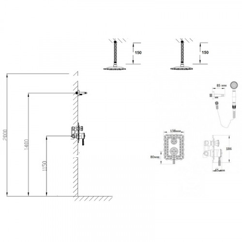 Душевая система Bronze de Luxe Windsor 10138/1F Бронза латунь встраиваемый