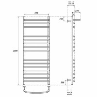 Водяной полотенцесушитель Point Альфа PN05150SP П14 500x1000 с полкой Хром