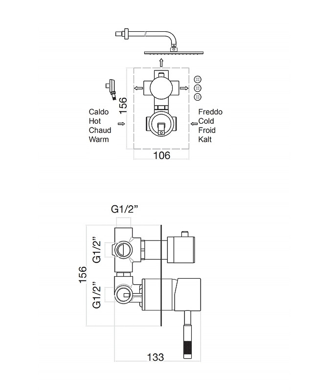Смеситель для душа Fiore Xenon 44CR7501 Хром встраиваемый