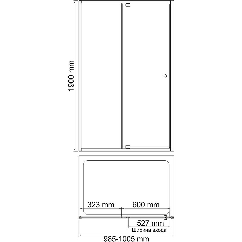 Душевая дверь WasserKRAFT Aula 100 11P12 профиль Хром стекло прозрачное