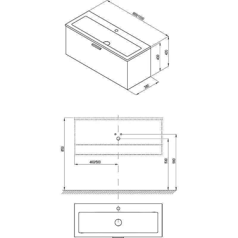 Тумба под раковину Ravak SD Clear II 80 X000001642 подвесная Белый глянец