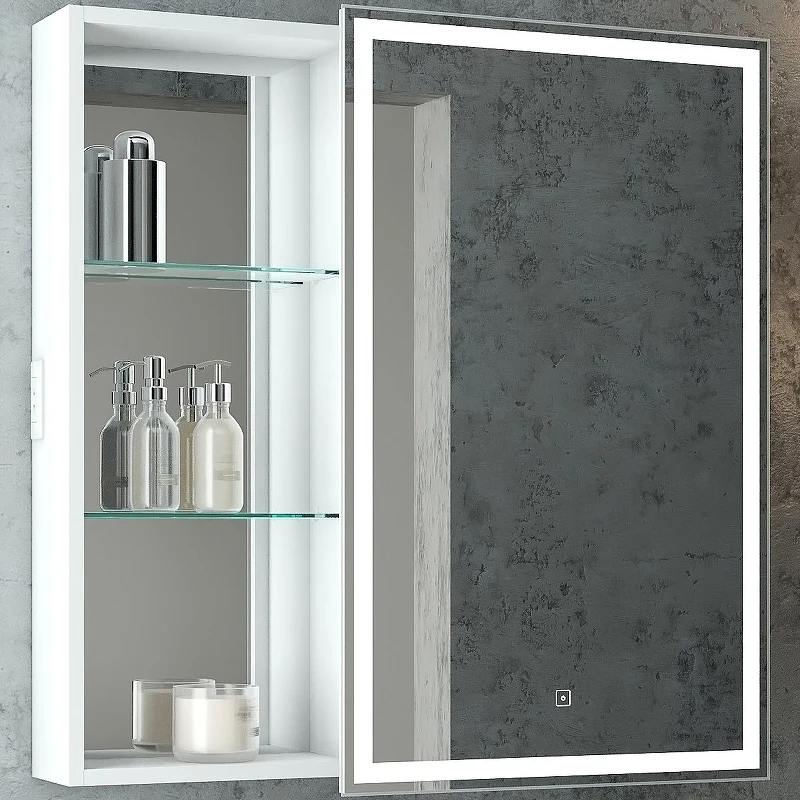 Зеркальный шкаф Bellezza Марта 80 R 4646613021016 с подсветкой Белый МДФ / ЛДСП, стекло