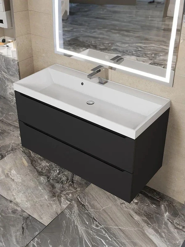 Тумба с раковиной Uperwood Tanos 80 291020254 подвесная цвет Черный матовый
