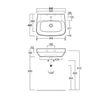 Раковина Simas Baden Baden 60 BB10bi*1 Белая фарфор подвесная