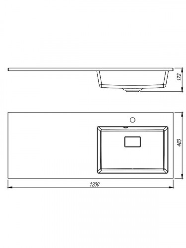 Раковина Uperwood Cosmos Quartz 120 R RCosmos120RU с местом под стиральную машину цвет Уголь