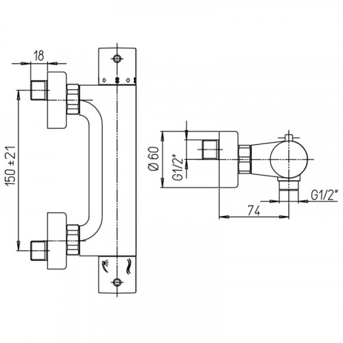 Смеситель для душа Paini Cox 78PZ511TH с термостатом Черный матовый