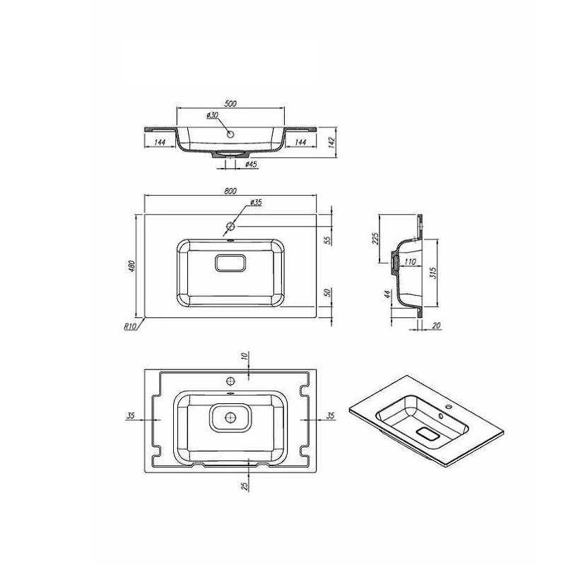 Раковина Uperwood Lagoon Quartz 80 297000018 цвет Серый шелк