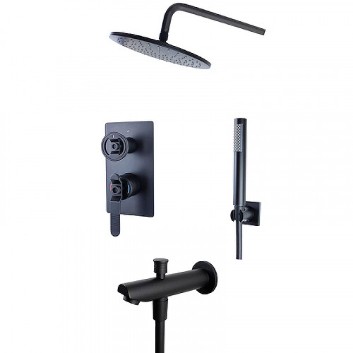 Душевая система Bronze de Luxe 1760'S Loft 6630SB Чёрная матовая латунь встраиваемый