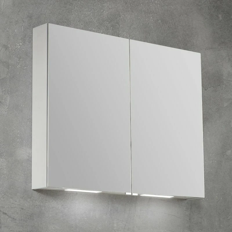 Зеркальный шкаф BelBagno SPC 90 SPC-2A-DL-BL-900 с подсветкой Белый стекло