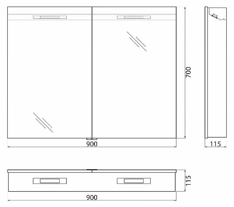 Зеркальный шкаф BelBagno SPC 90 SPC-2A-DL-BL-900 с подсветкой Белый стекло