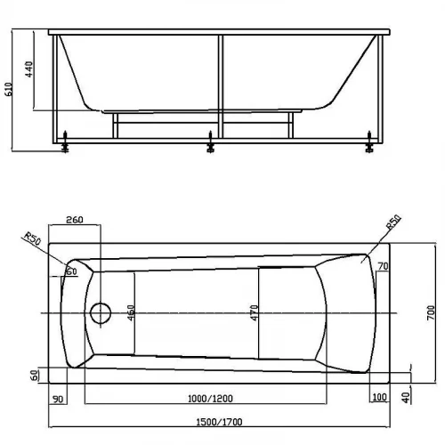 Акриловая ванна Aquatek Либра New 150x70 LIB150N-0000030 без панелей, каркаса и слив-перелива