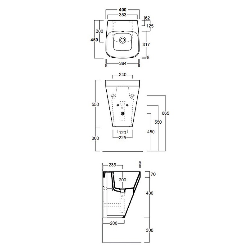 Раковина Simas Baden Baden 40 BB13bi*1 Белая фарфор подвесная