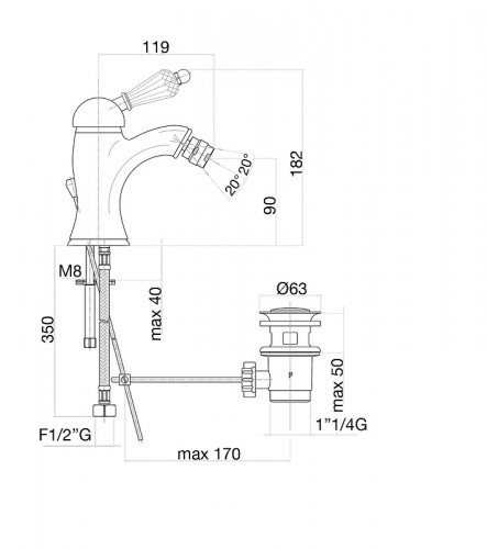 Смеситель для биде Fiore Imperial Sky 82CO5321 цвет Хром Золото
