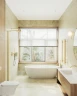 Душевая перегородка Maybah Glass MGD-689-3ш 890x1950 в широком профиле Золото стекло прозрачное