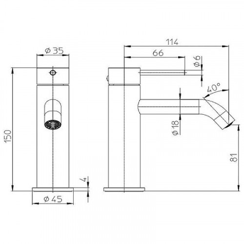 Смеситель для раковины Bossini Nobu INZ201.075 Нержавеющая сталь матовая