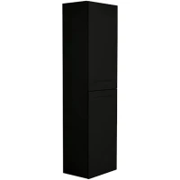 Шкаф пенал Art&Max AM-Platino-1500-2A-SO-NM подвесной Черный матовый МДФ / ЛДСП