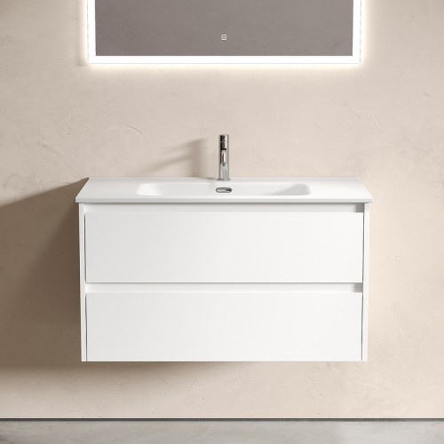 Тумба под раковину Sancos Libra 90 LB90W подвесная Белый глянец МДФ / ЛДСП