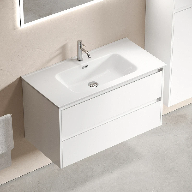 Тумба под раковину Sancos Libra 90 LB90W подвесная Белый глянец МДФ / ЛДСП