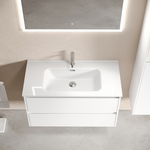 Тумба под раковину Sancos Libra 90 LB90W подвесная Белый глянец МДФ / ЛДСП