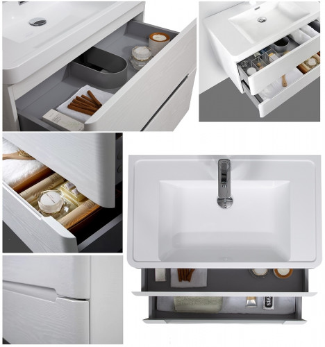 Тумба с раковиной Parly Spa River 80 River80 10110 подвесная Лилейно-белая