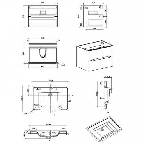 Тумба с раковиной Parly Spa River 80 River80 10110 подвесная Лилейно-белая