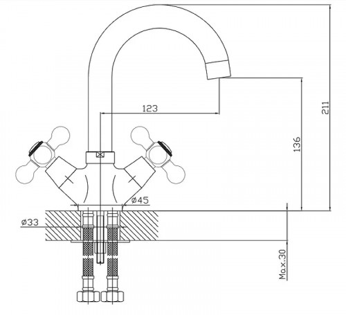 Смеситель для раковины Viko V-1211 Хром
