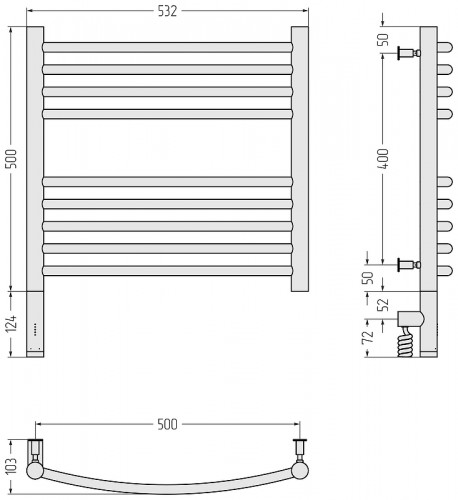 Электрический полотенцесушитель Сунержа Богема 3.0 выгнутая 50x50 15-5802-5050 цвет Тёмный титан муар