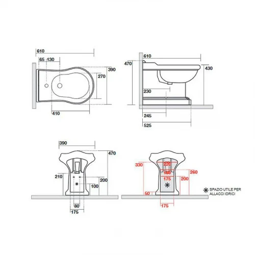 Биде Kerasan Retro 102201*3 Белое