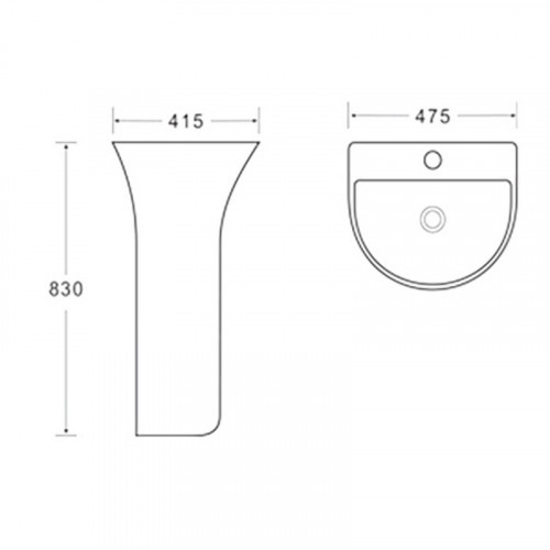 Раковина SantiLine 48 SL-4017 Белая фаянс напольный