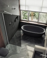 Душевая перегородка Maybah Glass MGD-686-1ш 1190х1950 в широком профиле Белый стекло графитовое