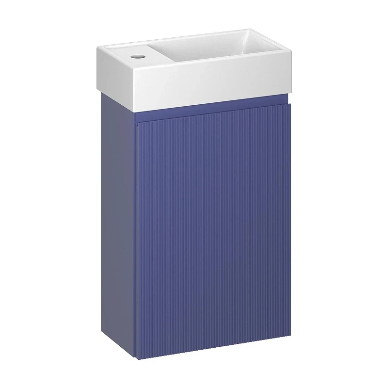 Тумба с раковиной Wellsee WC Area 40 L 221804002 подвесная цвет Синий матовый