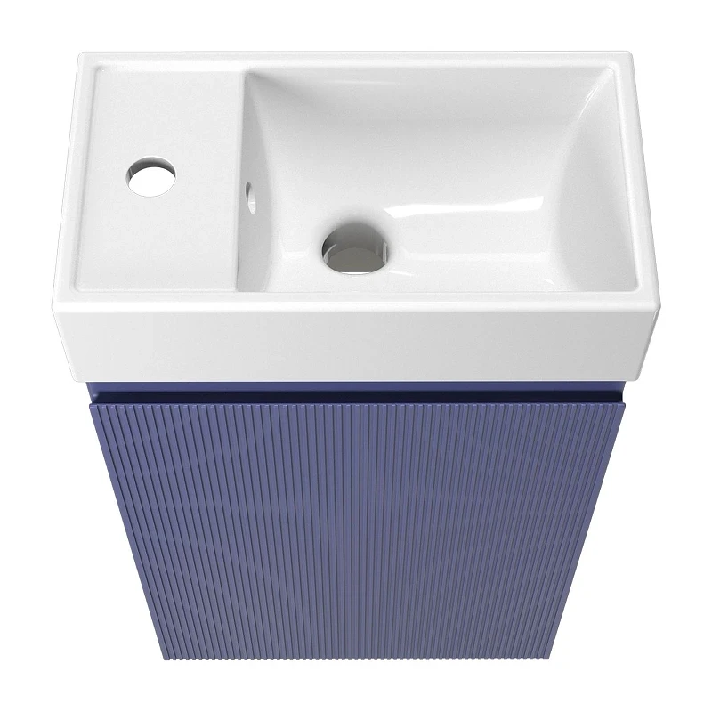 Тумба с раковиной Wellsee WC Area 40 L 221804002 подвесная цвет Синий матовый