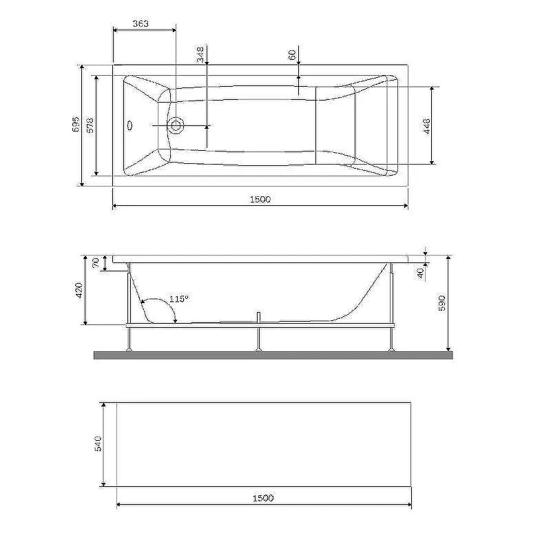 Фронтальная панель для ванны AM.PM Gem 150 W93A-150-070W-P Белая