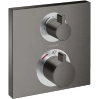 Смеситель для душа Hansgrohe Ecostat Square 15714340 с термостатом Черный шлифованный Хром латунь встраиваемый