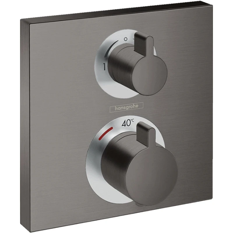 Смеситель для душа Hansgrohe Ecostat Square 15714340 с термостатом Черный шлифованный Хром латунь встраиваемый