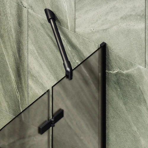 Шторка для ванны Maybah Glass MGV-658-6 690х1400 поворотная с добором Черный стекло бронзовое матовое