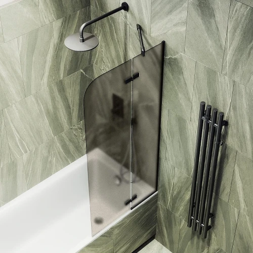 Шторка для ванны Maybah Glass MGV-658-6 690х1400 поворотная с добором Черный стекло бронзовое матовое